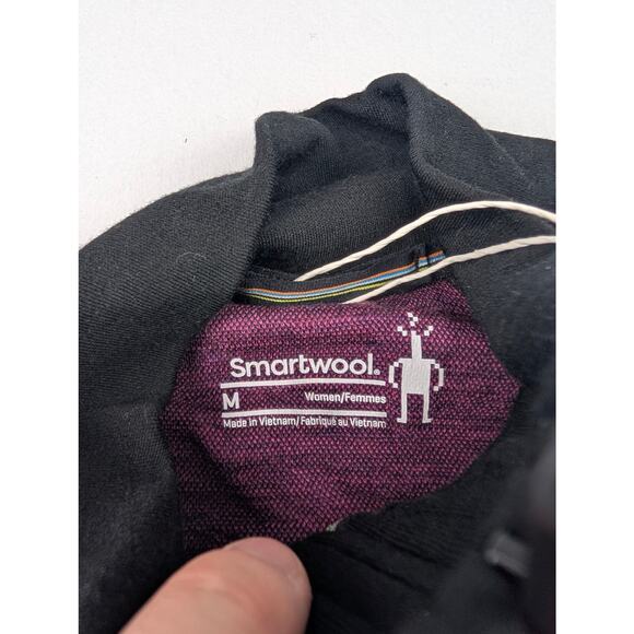 Smartwool Women's Medium 1/4 Zip Merino Wool Base Layer Top Purple Iris Floral - Picture 4 of 9